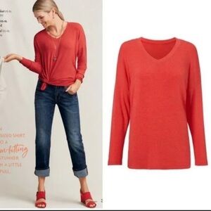 CAbi Serenity V-Neck Long Sleeve Tee Fiesta Color Size Medium